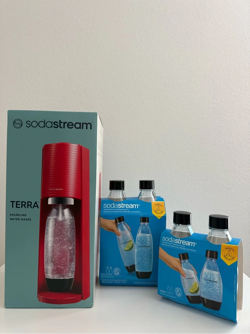 SodaStream Terra Sparkling Water Maker and 4 Carbonating Bottles